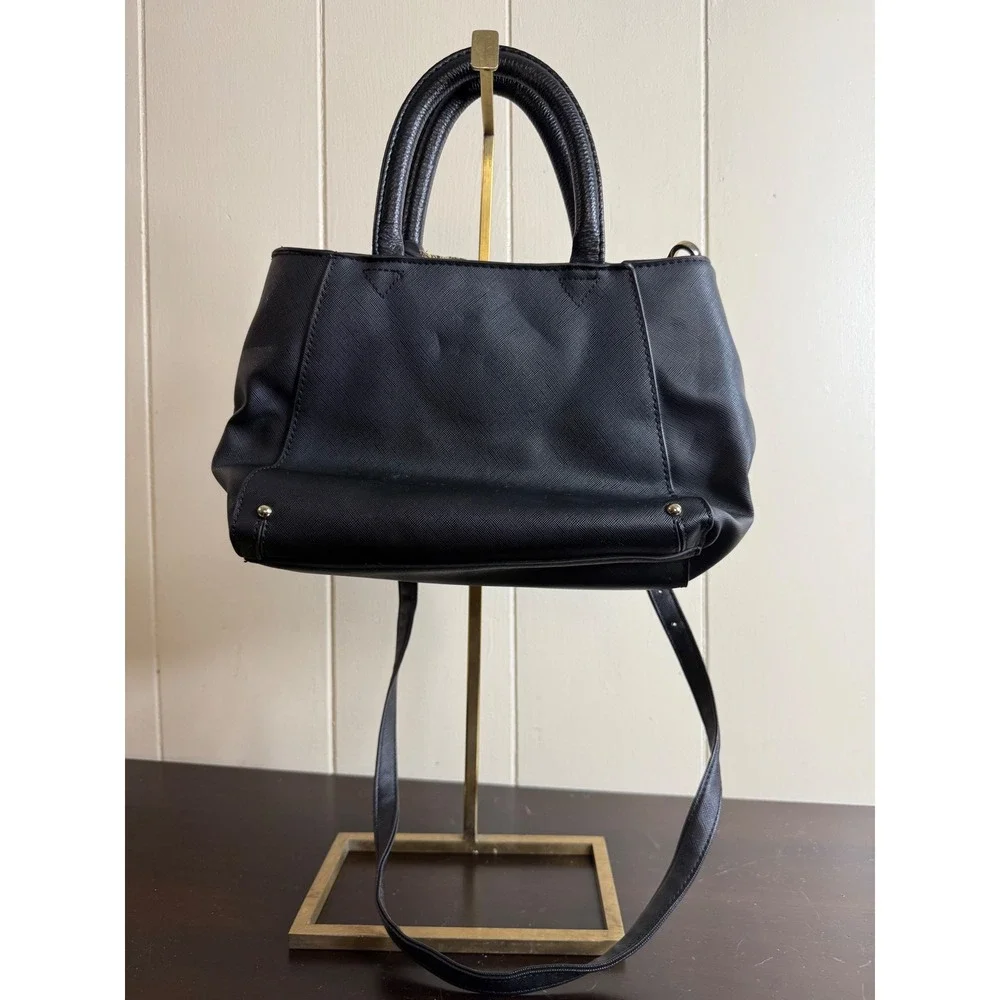 Steve Madden Satchel Handbag Women's Black Purse with Floral‎ Scarf Accent